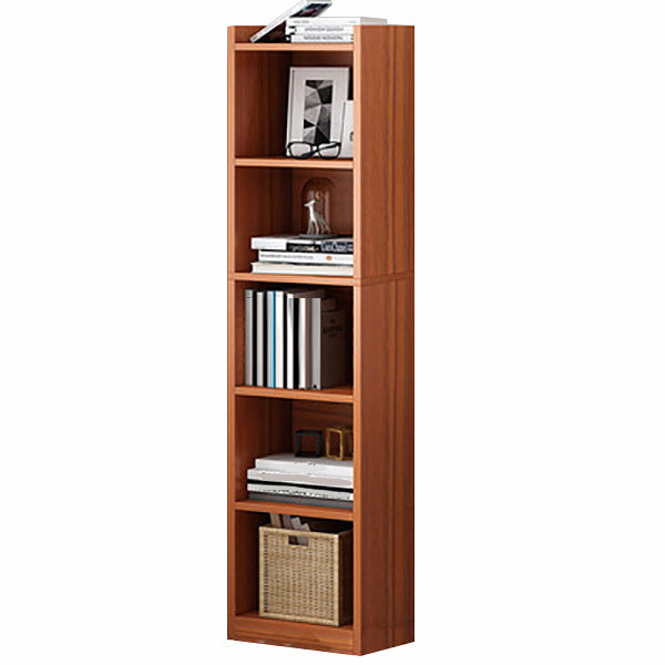 Modern Style Standard Bookcase Engineered Wood Closed Back Bookshelf 13"L x 9.4"W x 59.8"H Walnut Clearhalo 'Bookcases' 'furn' 'furn_bookcases' 'Furniture' 'Office Furniture' 5637417