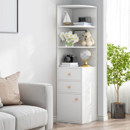 モダンな木製の本棚収納とディスプレイシェルフ64.2 "h x 15.7" w引き出し付きの本棚