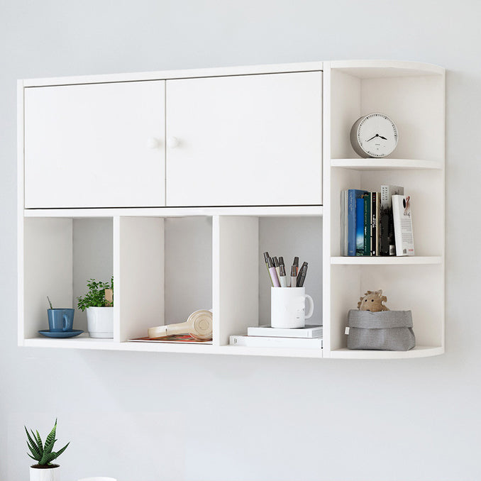 Modern Wall Mounted Bookcase Horizontal Engineered Wood Closed Back Bookshelf 39.4"L x 8.7"W x 25.6"H White Clearhalo 'Bookcases' 'furn' 'furn_bookcases' 'Furniture' 'Office Furniture' 5637539