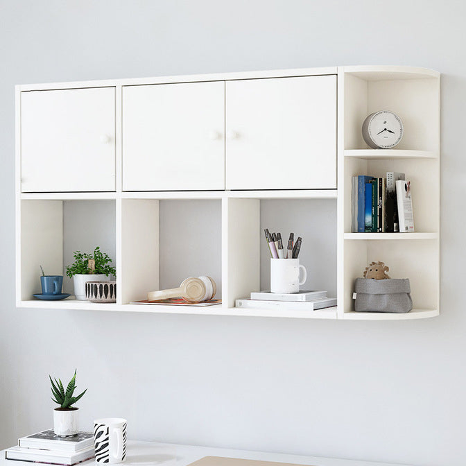 Modern Wall Mounted Bookcase Horizontal Engineered Wood Closed Back Bookshelf 47.2"L x 8.7"W x 25.6"H White Clearhalo 'Bookcases' 'furn' 'furn_bookcases' 'Furniture' 'Office Furniture' 5637541