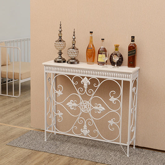 Rettangolo della console a cornice in legno di campagna francese per sala di divano marrone scuro e bianco