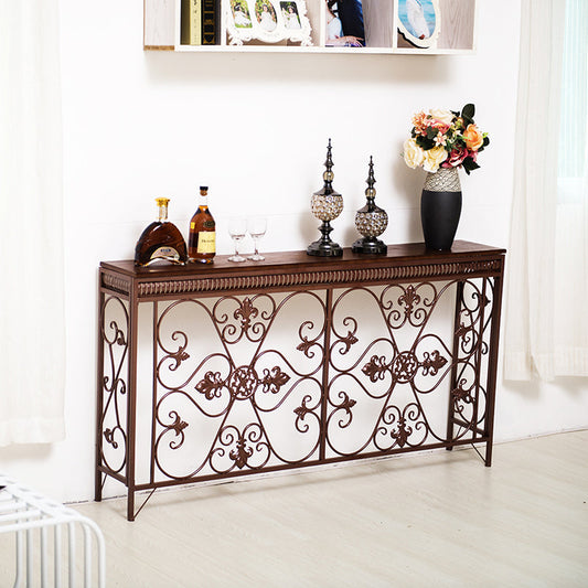 Rettangolo della console a cornice in legno di campagna francese per sala di divano marrone scuro e bianco