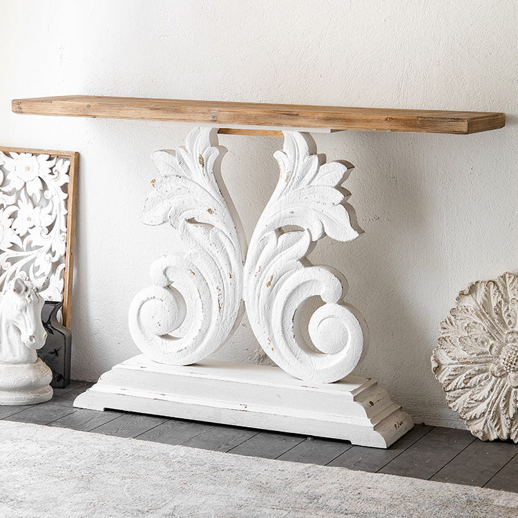 Console di campagna francese Rettangolo piedistagle Console in legno massiccio in difficoltà