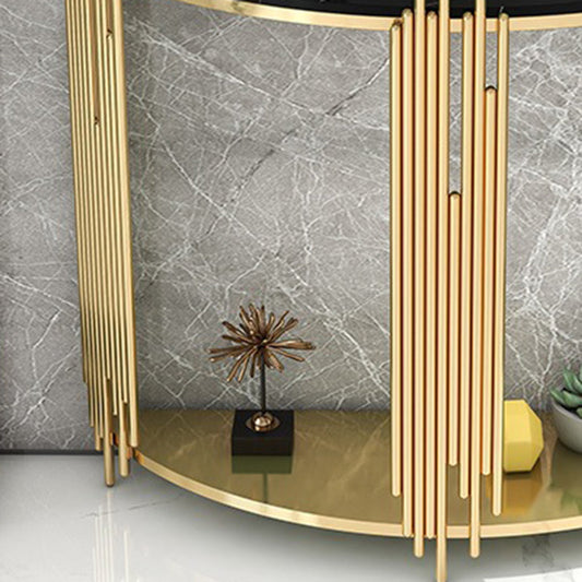 Console con console del pavimento di ferro glam ripiana per stoccaggio console mezzaluna resistente alle macchie