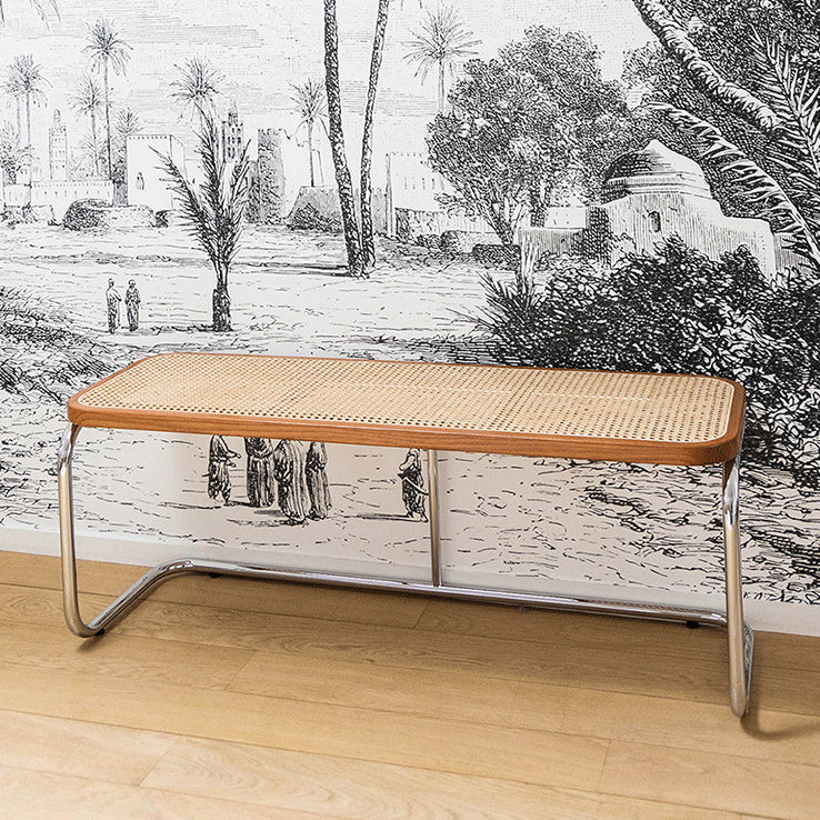 Tropical Wicker Bench Solid Color Bench with Legs for Bedroom Clearhalo 'Benches' 'Chairs & Seating' 'furn' 'furn_benches' 'Furniture' 'Living Room Furniture' 5637944