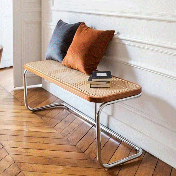 Tropical Wicker Bench Solid Color Bench with Legs for Bedroom Clearhalo 'Benches' 'Chairs & Seating' 'furn' 'furn_benches' 'Furniture' 'Living Room Furniture' 5637945