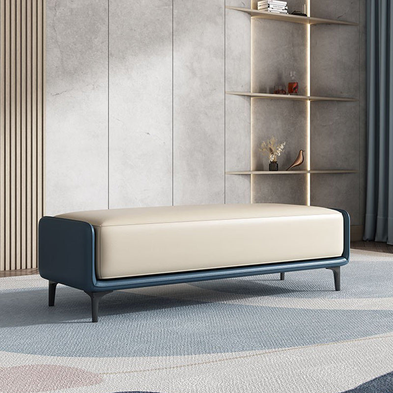 Modern Solid Color Bench Faux Leather Foam Seating Bench with Legs for Home Office Dark Blue Clearhalo 'Benches' 'Chairs & Seating' 'furn' 'furn_benches' 'Furniture' 'Living Room Furniture' 5637976