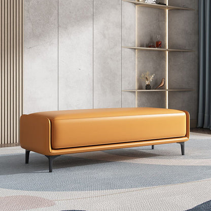 Modern Solid Color Bench Faux Leather Foam Seating Bench with Legs for Home Office Orange Clearhalo 'Benches' 'Chairs & Seating' 'furn' 'furn_benches' 'Furniture' 'Living Room Furniture' 5637977