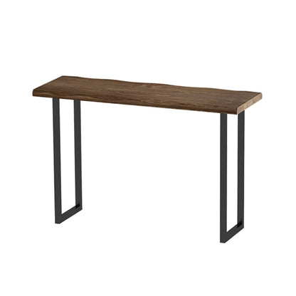 Mesa de bar de madera, mesa de comedor rectangular moderna con pedestal doble para sala de estar