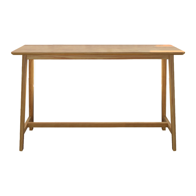 Rectangular Pine Wood Top Bar Table Modern Bar Table with Trestle Base in Nature Clearhalo 'Bar Furniture' 'Bar Tables' 'bar_tables' 'furn' 'furn_bar_tables' 'Furniture' 'Kitchen & Dining Furniture' 5638186