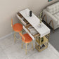 Glam Style Rectangle Bar Table Stone Fixed Bistro Bar Desk with Storage 47.2"L x 15.7"W x 41.3"H White-Gold 2 Clearhalo 'Bar Furniture' 'Bar Tables' 'bar_tables' 'furn' 'furn_bar_tables' 'Furniture' 'Kitchen & Dining Furniture' 5638267