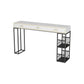 Glam Style Rectangle Bar Table Stone Fixed Bistro Bar Desk with Storage Black White 3 Clearhalo 'Bar Furniture' 'Bar Tables' 'bar_tables' 'furn' 'furn_bar_tables' 'Furniture' 'Kitchen & Dining Furniture' 5638268