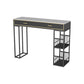 Glam Style Rectangle Bar Table Stone Fixed Bistro Bar Desk with Storage 39.4"L x 15.7"W x 41.3"H Black-Gray 2 Clearhalo 'Bar Furniture' 'Bar Tables' 'bar_tables' 'furn' 'furn_bar_tables' 'Furniture' 'Kitchen & Dining Furniture' 5638278