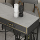 Glam Style Rectangle Bar Table Stone Fixed Bistro Bar Desk with Storage Clearhalo 'Bar Furniture' 'Bar Tables' 'bar_tables' 'furn' 'furn_bar_tables' 'Furniture' 'Kitchen & Dining Furniture' 5638279