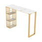 Glam Style Rectangle Bar Table Stone Fixed Bistro Bar Desk with Storage 70.9"L x 15.7"W x 41.3"H White-Gold Drawer Not Included Clearhalo 'Bar Furniture' 'Bar Tables' 'bar_tables' 'furn' 'furn_bar_tables' 'Furniture' 'Kitchen & Dining Furniture' 5638283