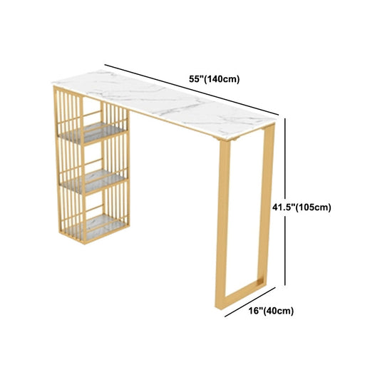 Tavolo da rettangolo in stile glam tavolo in pietra da bar a barra fissa con archiviazione