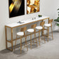 Table de bar rectangulaire en marbre artificielTable de bistro luxueuse avec base à tréteaux en or
