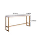 Table de bar rectangulaire en marbre artificielTable de bistro luxueuse avec base à tréteaux en or