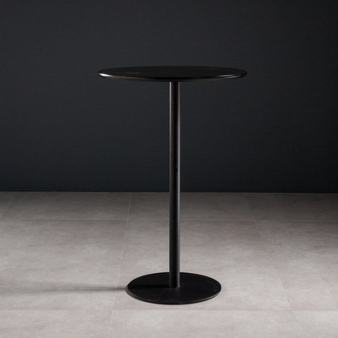Round Wood Top Bar Table with Pedestal Industrial Metal Frame Bar Table Black Without Chairs Clearhalo 'Bar Furniture' 'Bar Tables' 'bar_tables' 'furn' 'furn_bar_tables' 'Furniture' 'Kitchen & Dining Furniture' 5638357