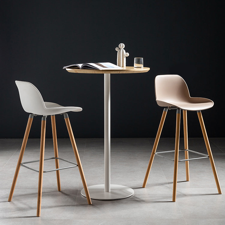 Round Wood Top Bar Table with Pedestal Industrial Metal Frame Bar Table Clearhalo 'Bar Furniture' 'Bar Tables' 'bar_tables' 'furn' 'furn_bar_tables' 'Furniture' 'Kitchen & Dining Furniture' 5638369