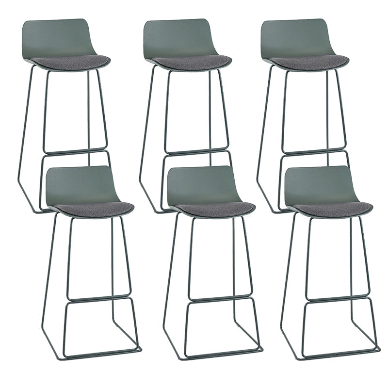 Indoor Footrest Dining Stool Plastic Industrial Low Back Counter-height Stool Dark Green 6 Piece Set Clearhalo 'Bar Furniture' 'Bar Stools' 'bar_stools' 'furn' 'furn_bar_stools' 'Furniture' 'Kitchen & Dining Furniture' 5638414