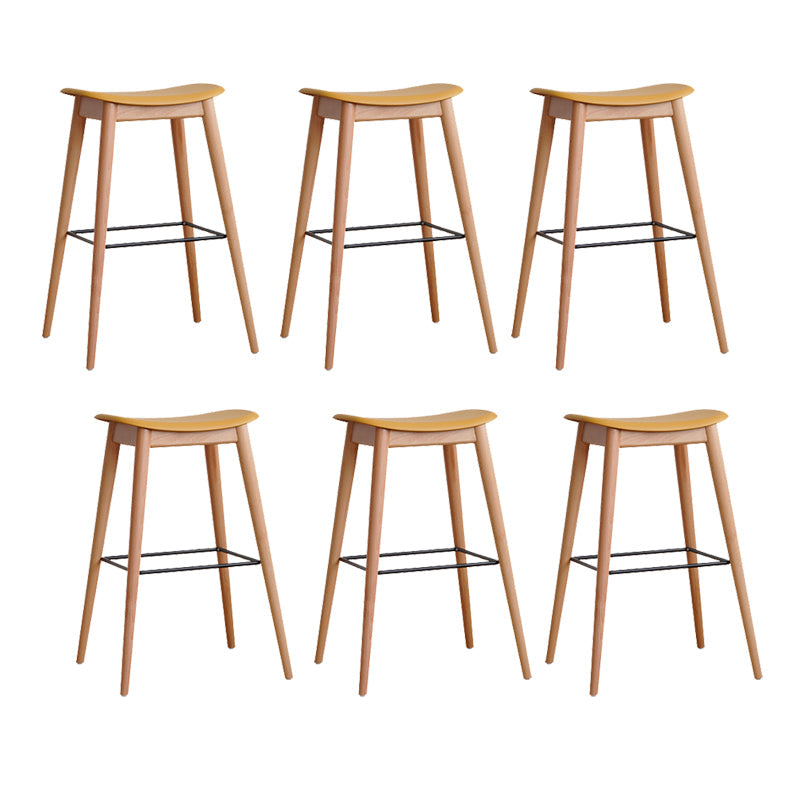 Modern Wood Legs Counter Chair Indoor Footrest Saddle Seat Counter Bar Stool