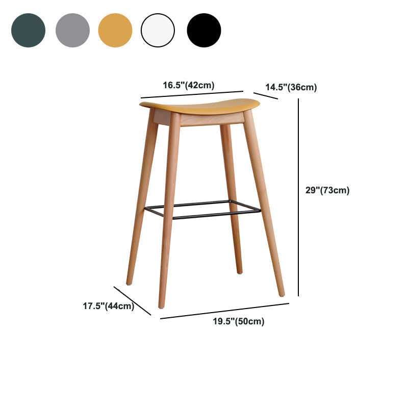 Modern Wood Legs Counter Chair Indoor Footrest Saddle Seat Counter Bar Stool
