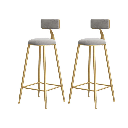 Low Back Indoor Counter Stools Glam Upholstered Footrest Counter Height Stool Grey 2 Piece Set