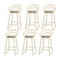 Low Back Indoor Counter Stools Glam Upholstered Footrest Counter Height Stool