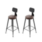 Industrial Leather Bar and Counter Stool Footrest Low Back Counter Stool for Bar