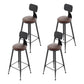 Industrial Leather Bar and Counter Stool Footrest Low Back Counter Stool for Bar