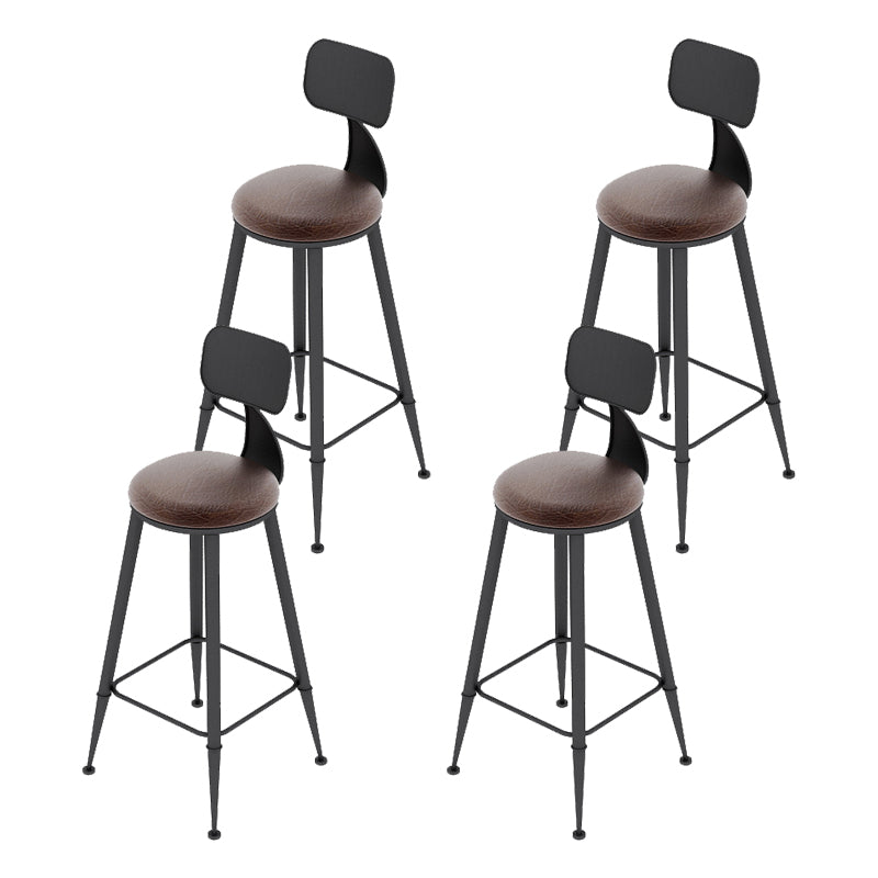 Industrial Leather Bar and Counter Stool Footrest Low Back Counter Stool for Bar