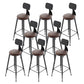 Industrial Leather Bar and Counter Stool Footrest Low Back Counter Stool for Bar