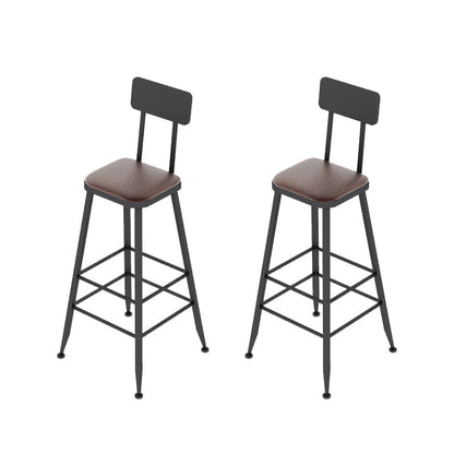 Industrial Leather Bar and Counter Stool Footrest Low Back Counter Stool for Bar