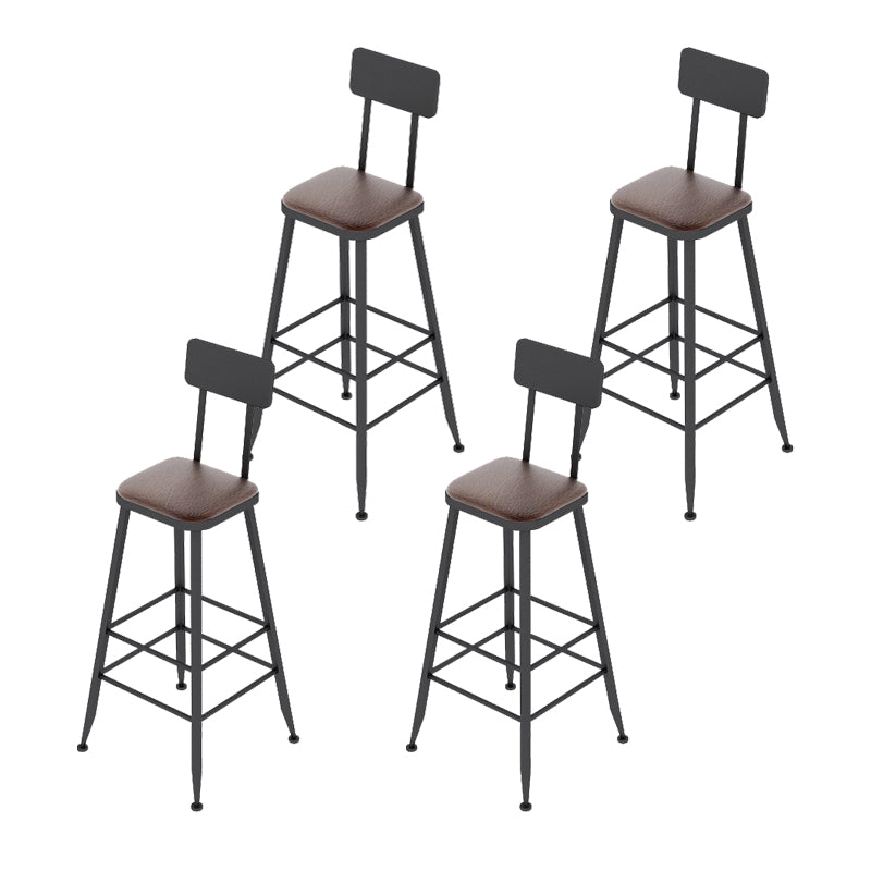 Industrial Leather Bar and Counter Stool Footrest Low Back Counter Stool for Bar