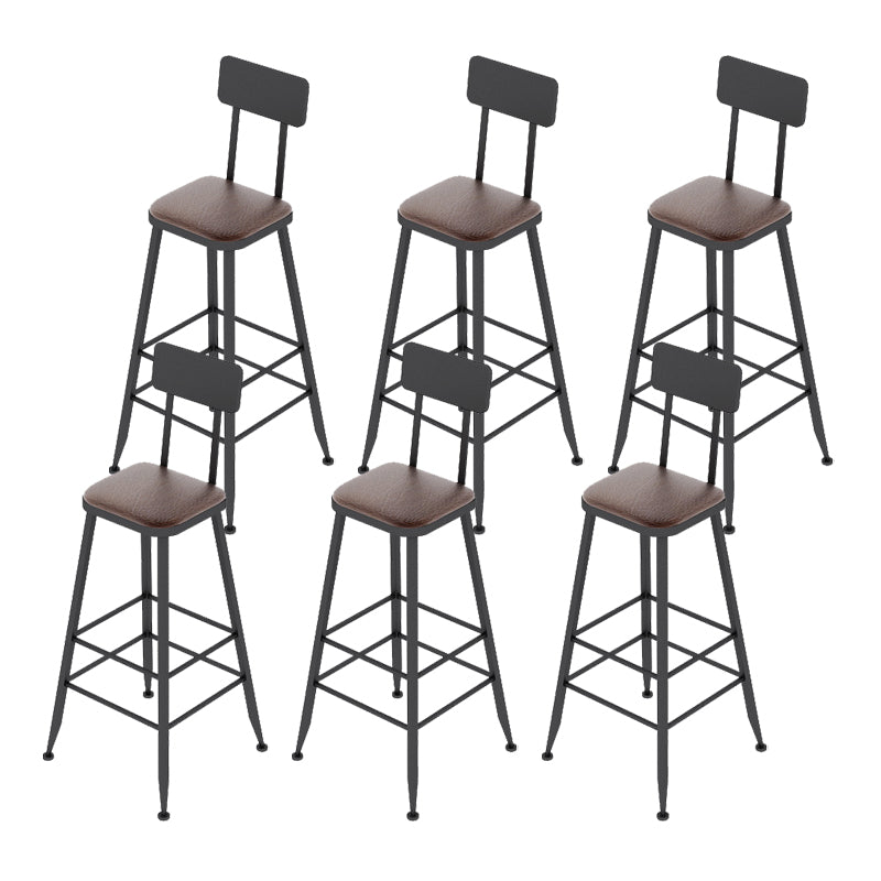Industrial Leather Bar and Counter Stool Footrest Low Back Counter Stool for Bar