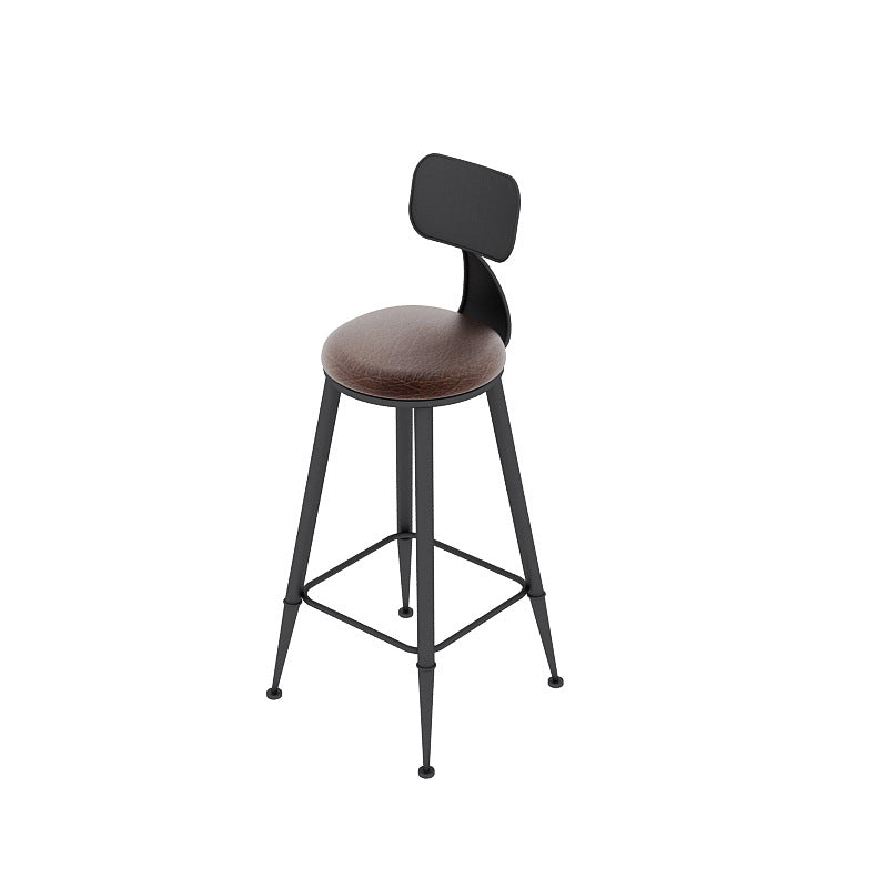 Industrial Leather Bar and Counter Stool Footrest Low Back Counter Stool for Bar
