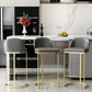 Glam Grey Metal Barstool Faux Cuero Tapato tapizado con base de oro con base de oro
