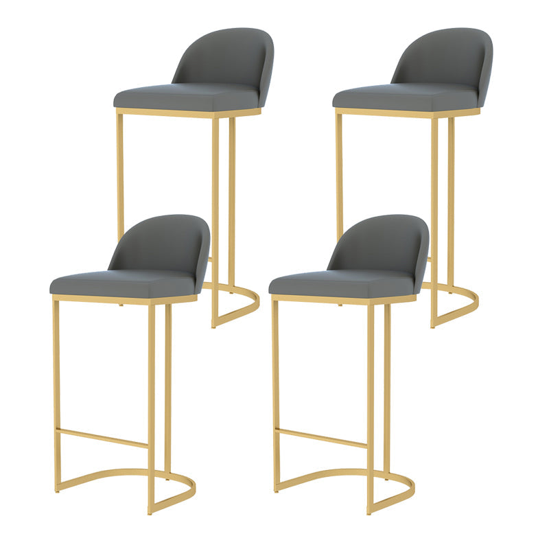 Glam Grey Metal Barstool Faux Cuero Tapato tapizado con base de oro con base de oro