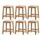 Contemporary Wood Stool Backrest Backless Bamboo Counter Stool with 4 Legs