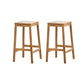 Contemporary Wood Stool Backrest Backless Bamboo Counter Stool with 4 Legs