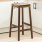 Contemporary Wood Stool Backrest Backless Bamboo Counter Stool with 4 Legs