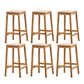 Contemporary Wood Stool Backrest Backless Bamboo Counter Stool with 4 Legs