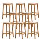 Contemporary Wood Stool Backrest Backless Bamboo Counter Stool with 4 Legs
