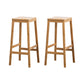 Contemporary Wood Stool Backrest Backless Bamboo Counter Stool with 4 Legs
