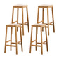 Contemporary Wood Stool Backrest Backless Bamboo Counter Stool with 4 Legs