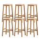 Contemporary Wood Stool Backrest Backless Bamboo Counter Stool with 4 Legs