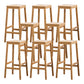 Contemporary Wood Stool Backrest Backless Bamboo Counter Stool with 4 Legs
