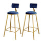 Glam Upholstered Bar Stools Footrest Backrest Coffee Shop Counter Bar Stool Blue 2 Piece Set Clearhalo 'Bar Furniture' 'Bar Stools' 'bar_stools' 'furn' 'furn_bar_stools' 'Furniture' 'Kitchen & Dining Furniture' 5638670