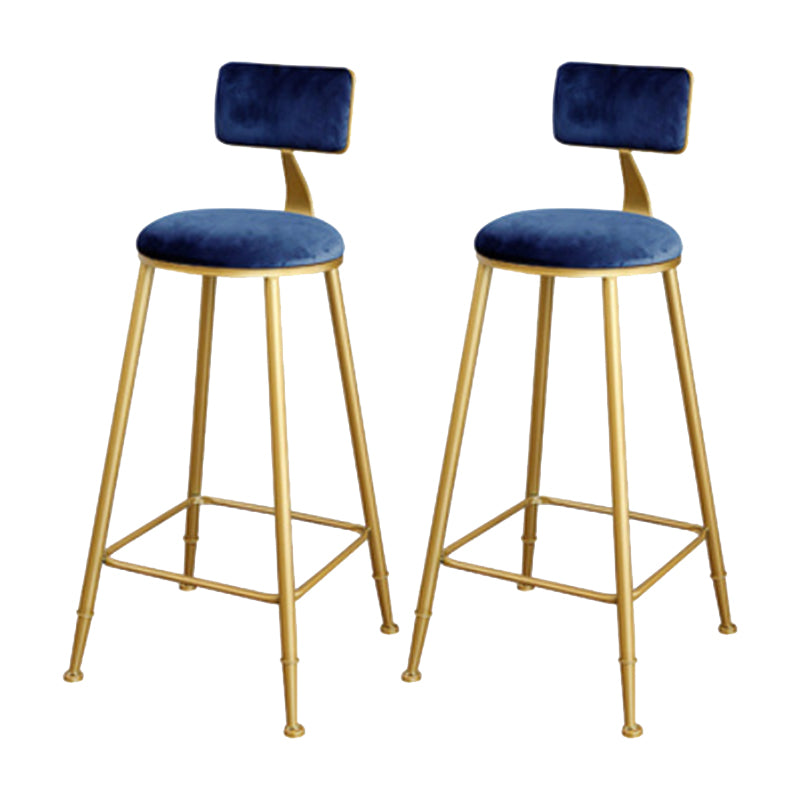 Glam Upholstered Bar Stools Footrest Backrest Coffee Shop Counter Bar Stool Blue 2 Piece Set Clearhalo 'Bar Furniture' 'Bar Stools' 'bar_stools' 'furn' 'furn_bar_stools' 'Furniture' 'Kitchen & Dining Furniture' 5638670